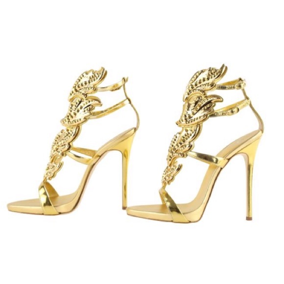Giuseppe Zanotti Gold Embellished Coline wing heel - Picture 3 of 14